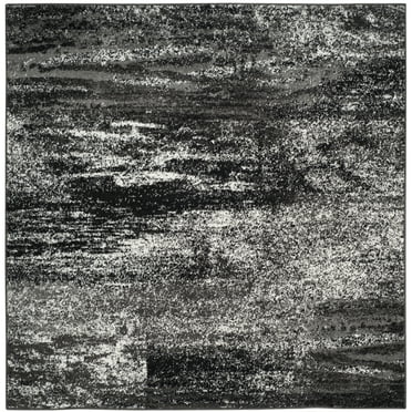 SAFAVIEH Adirondack Rudyard Abstract Area Rug, Silver/Black, 11' x 11' Square