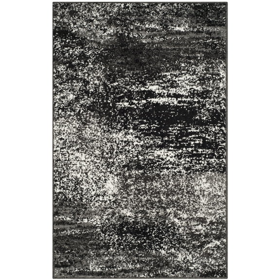 SAFAVIEH Adirondack Rudyard Abstract Area Rug, Silver/Black, 2'6" x 4'