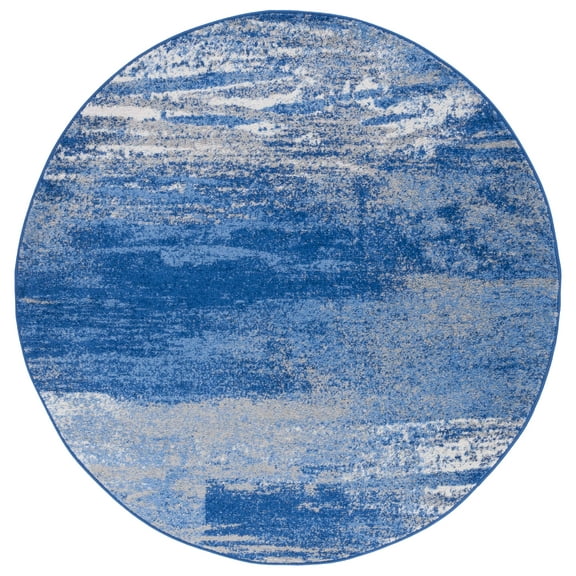 SAFAVIEH Adirondack Rudyard Abstract Area Rug, Silver/Blue, 4' x 4' Round