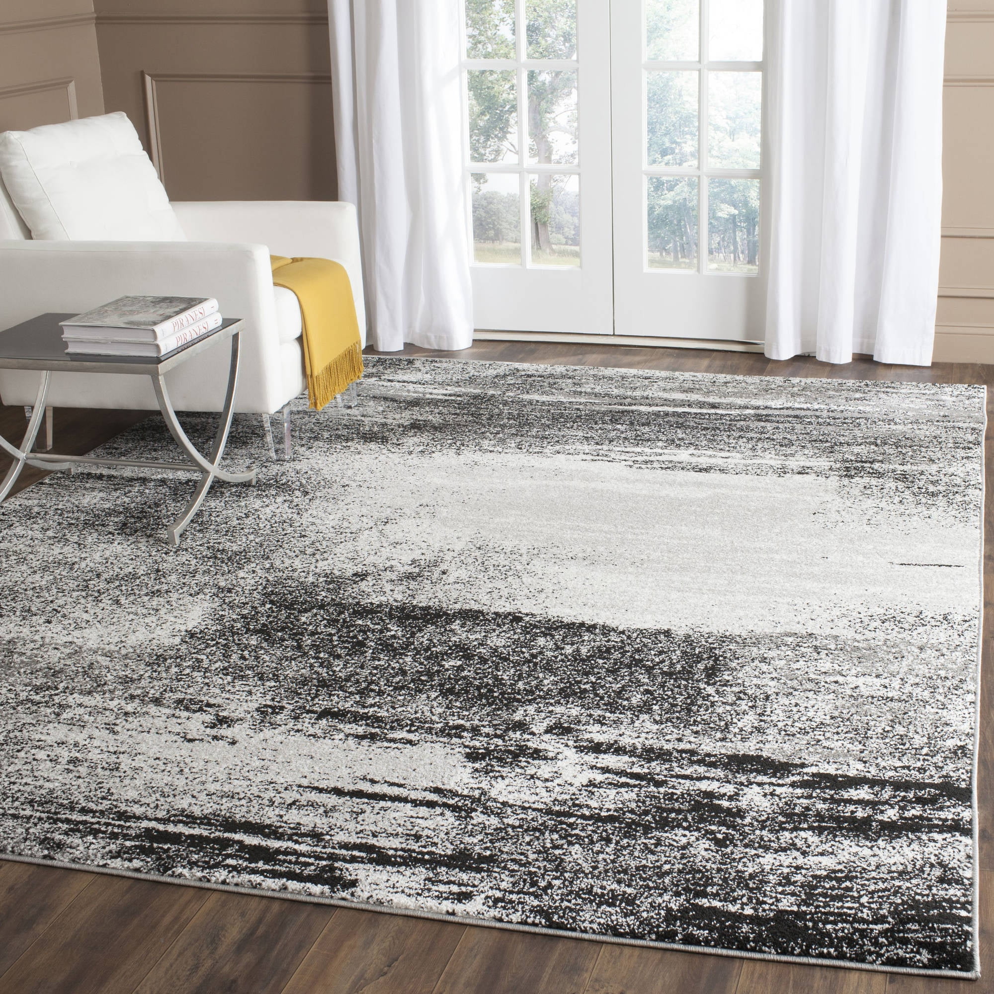 Selwyn Abstract Silver Multicolor 8' x 10' Easy-Care Area Rug