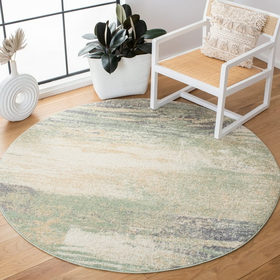 Safavieh Adirondack Rudyard Abstract Ombre Area Rug, Ivory/Sage, 5' x 5' Round