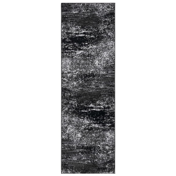 SAFAVIEH Adirondack Rudyard Abstract Runner Rug, Silver/Black, 2'6" x 18'