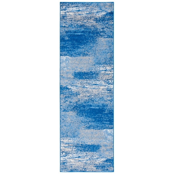 SAFAVIEH Adirondack Rudyard Abstract Runner Rug, Silver/Blue, 2'6" x 8'