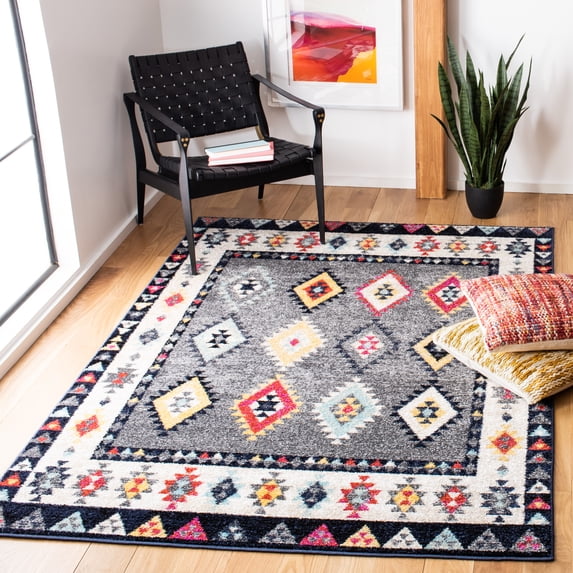 SAFAVIEH Adirondack Samia Southwest Area Rug, Grey/Ivory, 5'1" x 7'6"