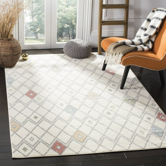 SAFAVIEH Adirondack Selina Geometric Diamonds Area Rug, Ivory/Multi, 6' x 9'