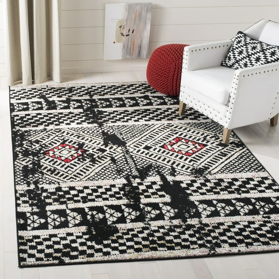 SAFAVIEH Adirondack Seth Geometric Area Rug, Black/Light Grey, 4' x 6'