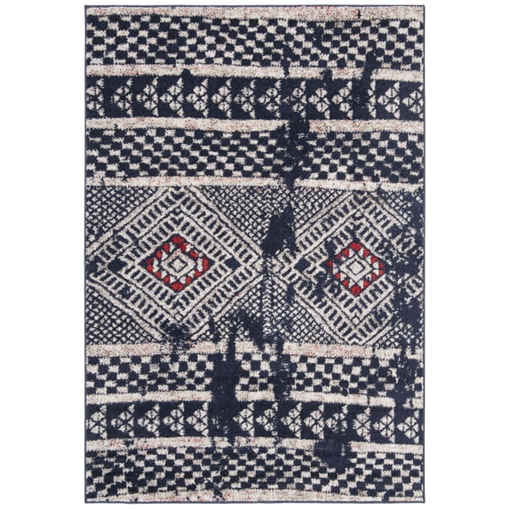 SAFAVIEH Adirondack Seth Geometric Area Rug, Navy/Light Grey, 6' x 6' Square