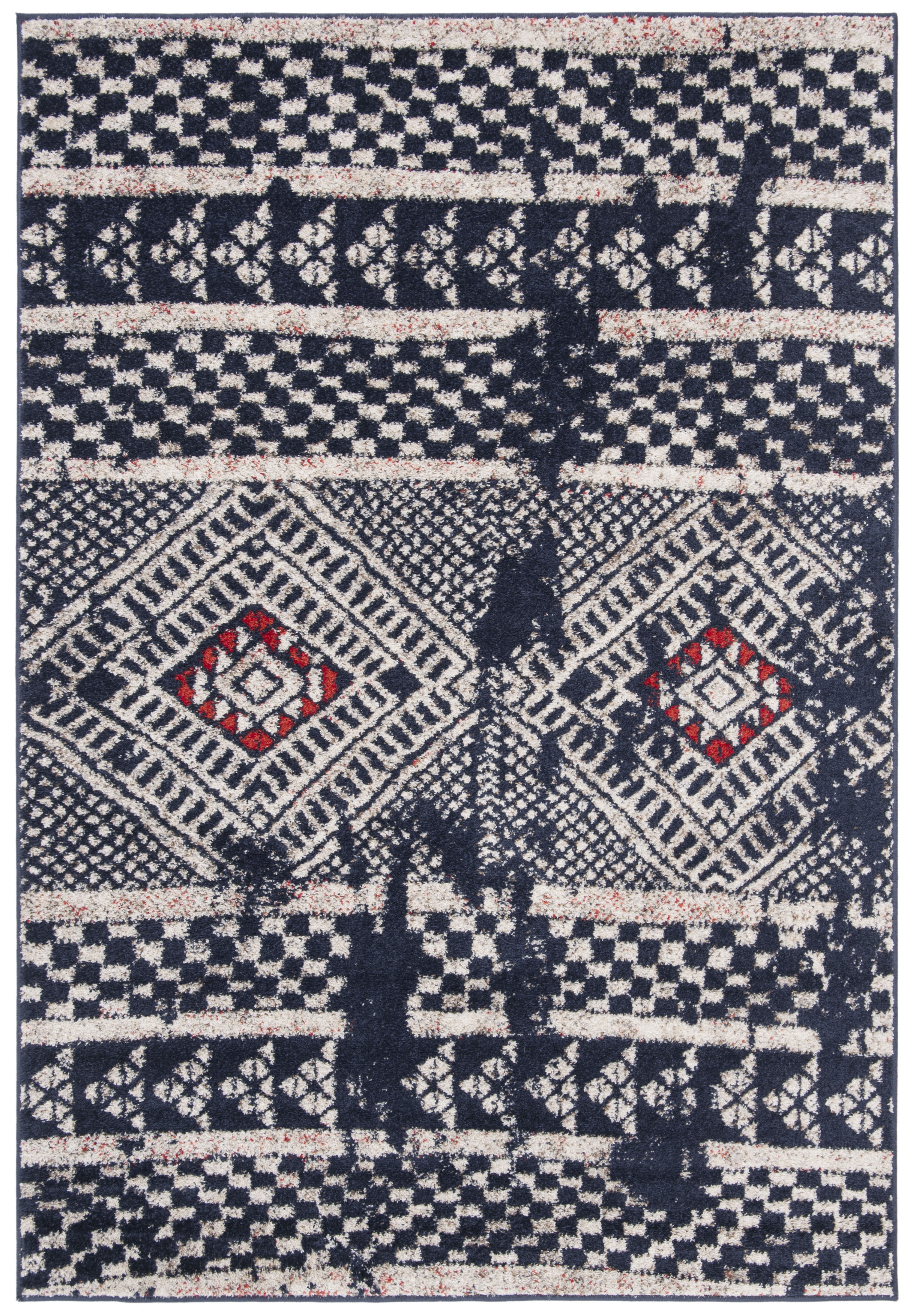 SAFAVIEH Adirondack Seth Geometric Area Rug, Navy/Light Grey, 8' x 10'