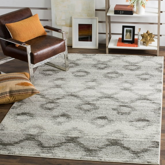 SAFAVIEH Adirondack Tamara Geometric Area Rug, Silver/Charcoal, 6' x 6' Square