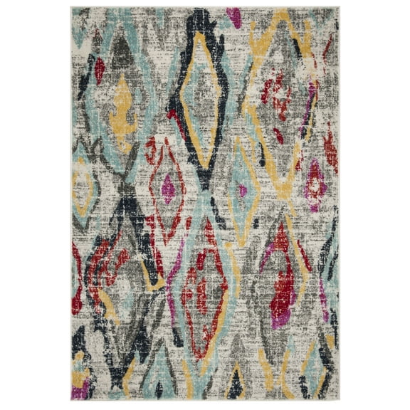 SAFAVIEH Adirondack Taneka Geometric Area Rug, Light Grey/Red, 5'1" x 7'6"