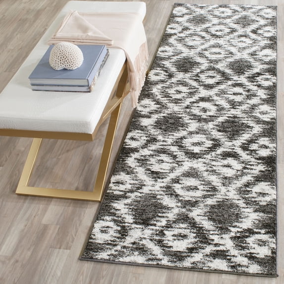 SAFAVIEH Adirondack Valentin Geometric Runner Rug, Charcoal/Ivory, 2'6" x 6'