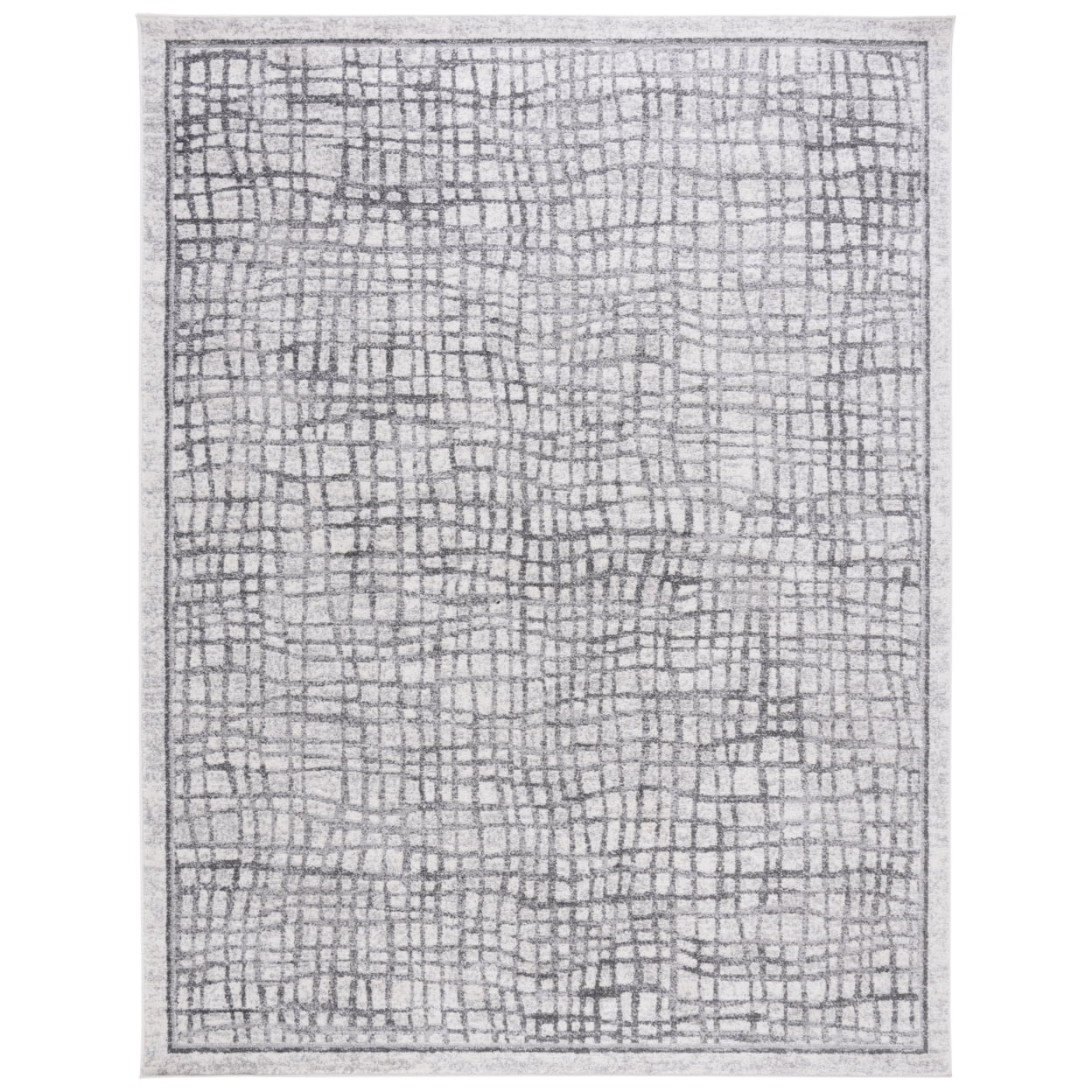 Ivory and Silver Rectangular Synthetic Area Rug, 6' x 9'