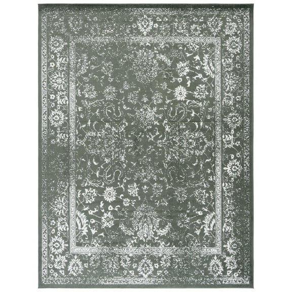 SAFAVIEH Adirondack Wyatt Traditional Distressed Area Rug, Dark Green/Ivory, 8' x 10'
