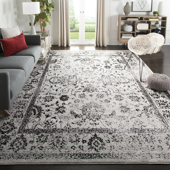 SAFAVIEH Adirondack Wyatt Traditional Distressed Area Rug, Grey/Black, 10' x 14' - X-Large - Transitional Modern Design, Grey & Black, Ideal for Living Room, Bedroom, Dining Space