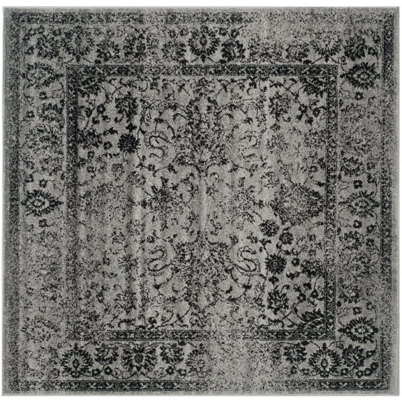 SAFAVIEH Adirondack Wyatt Traditional Distressed Area Rug, Grey/Black, 12' x 12' Square