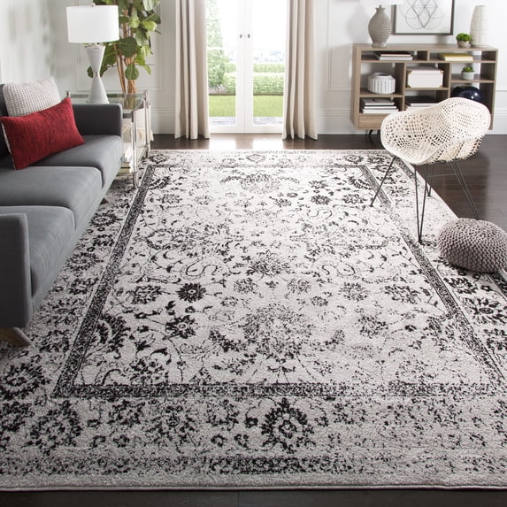 SAFAVIEH Adirondack Wyatt Traditional Distressed Area Rug, Grey/Black, 12' x 12' Square - X-Large - Transitional Modern Design, Grey & Black, Ideal for Living Room, Bedroom, Dining Space