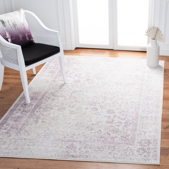 SAFAVIEH Adirondack Wyatt Traditional Distressed Area Rug, Ivory/Lavender, 4' x 6' - Transitional Modern Design, Ivory & Lavander, Ideal for Living Room, Bedroom, Dining Space, Entryway, Bathroom, Be