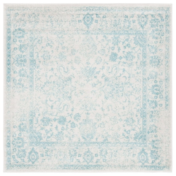 SAFAVIEH Adirondack Wyatt Distressed Area Rug, Ivory/Light Blue, 8' x 8' Square