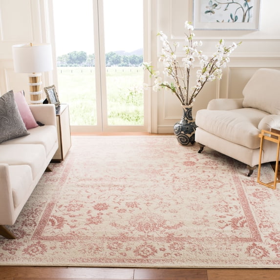SAFAVIEH Adirondack Wyatt Traditional Distressed Area Rug, Ivory/Rose, 8' x 10' - Large - Transitional Modern Design, Ivory & Rose, Ideal for Living Room, Bedroom, Dining Space