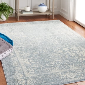 SAFAVIEH Adirondack Wyatt Traditional Distressed Area Rug, Slate/Ivory, 6' x 6' Square - Transitional Modern Design, Slate & Ivory, Ideal for Living Room, Bedroom, Dining Space