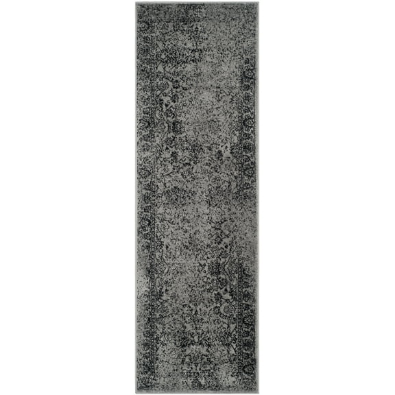 SAFAVIEH Adirondack Wyatt Traditional Distressed Runner Rug, Grey/Black, 2'6" x 10'