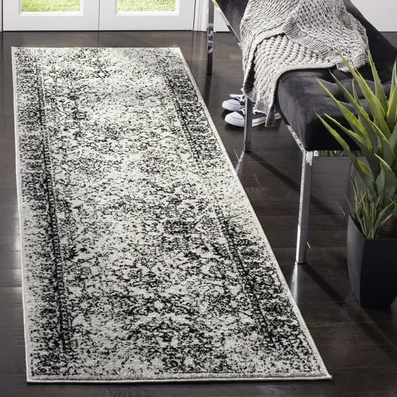 SAFAVIEH Adirondack Wyatt Traditional Distressed Runner Rug, Grey/Black, 2'6" x 20' - Transitional Modern Design, Grey & Black, Ideal for Living Room, Bedroom, Dining Space, Entryway, Hallway, Kitche