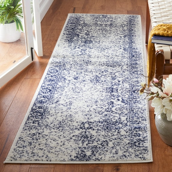 SAFAVIEH Adirondack Wyatt Traditional Distressed Runner Rug, Ivory/Navy, 2'6" x 10' - Transitional Modern Design, Ivory & Navy, Ideal for Living Room, Bedroom, Dining Space, Entryway, Hallway, Kitche