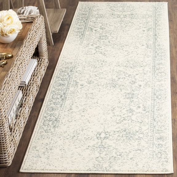 SAFAVIEH Adirondack Wyatt Traditional Distressed Runner Rug, Ivory/Slate, 2'6" x 20' - Transitional Modern Design, Ivory & Slate, Ideal for Living Room, Bedroom, Dining Space, Entryway, Hallway, Kitc