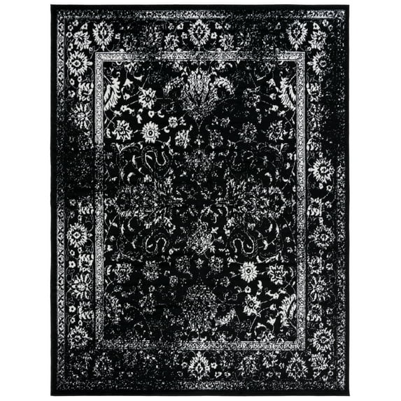 SAFAVIEH Adirondack Wyatt Traditional Distressed Area Rug, Black/Ivory, 8' x 10'