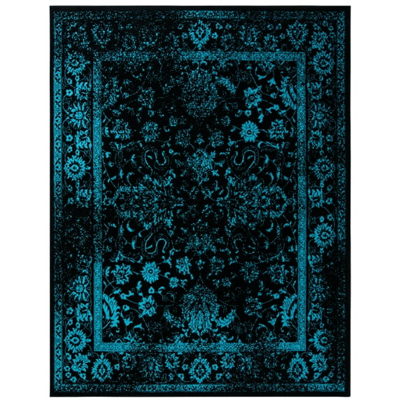 SAFAVIEH Adirondack Wyatt Traditional Distressed Area Rug, Black/Teal, 11' x 15'