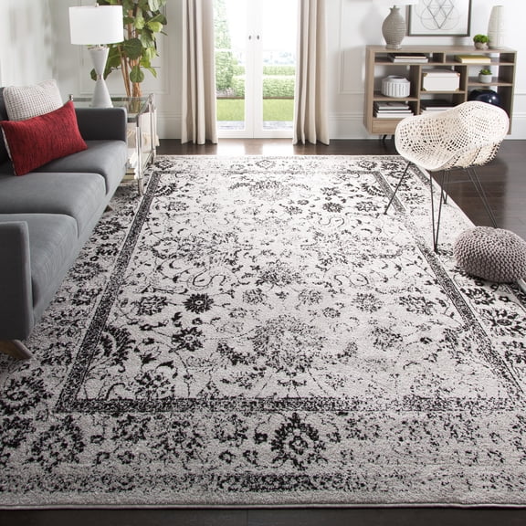 SAFAVIEH Adirondack Wyatt Traditional Distressed Area Rug, Grey/Black, 11' x 15' - X-Large - Transitional Modern Design, Grey & Black, Ideal for Living Room, Bedroom, Dining Space