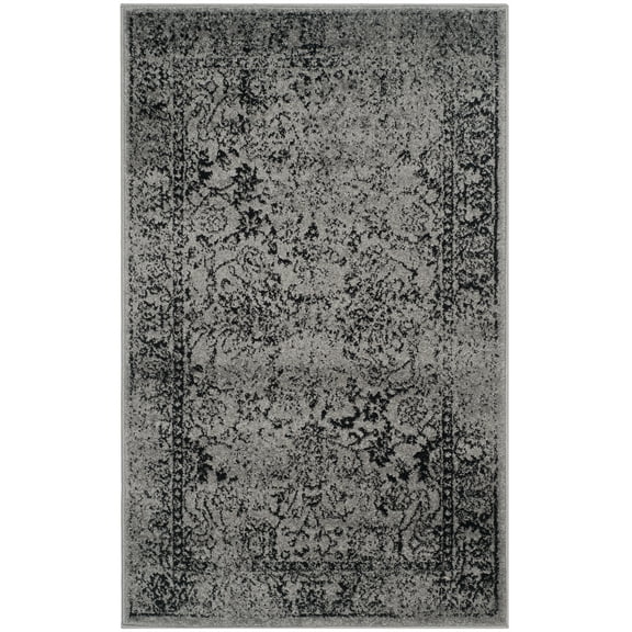 SAFAVIEH Adirondack Wyatt Traditional Distressed Area Rug, Grey/Black, 4' x 6'