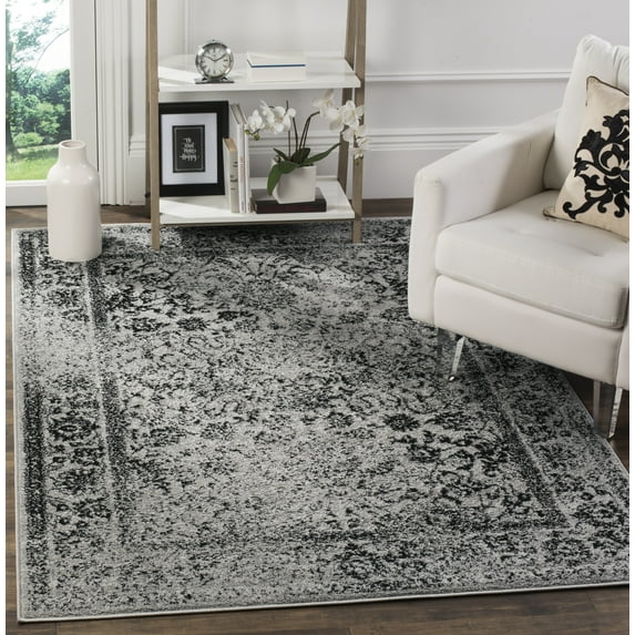 SAFAVIEH Adirondack Wyatt Traditional Distressed Area Rug, Grey/Black, 4' x 6' - Transitional Modern Design, Grey & Black, Ideal for Living Room, Bedroom, Dining Space, Entryway, Bathroom, Bedside