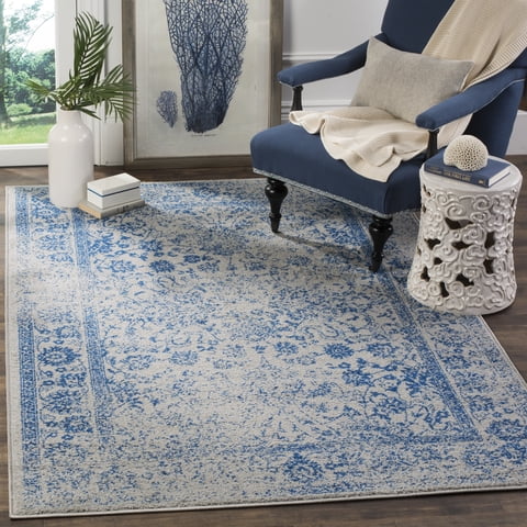 SAFAVIEH Adirondack Wyatt Traditional Distressed Area Rug, Grey/Blue, 5'1" x 7'6" - Transitional Modern Design, Grey & Blue, Ideal for Living Room, Bedroom, Dining Space