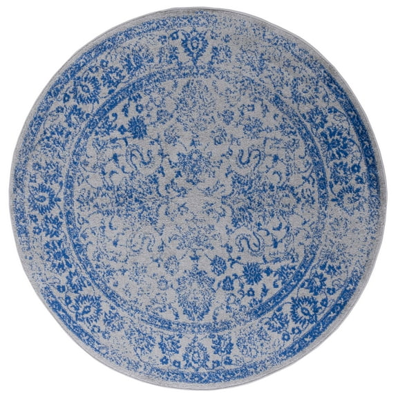 SAFAVIEH Adirondack Wyatt Traditional Distressed Area Rug, Grey/Blue, 8' x 8' Round - Transitional Modern Design, Grey & Blue, Ideal for Living Room, Bedroom, Dining Space