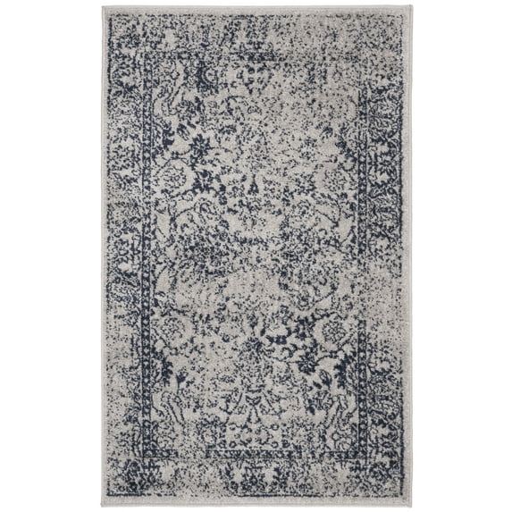 SAFAVIEH Adirondack Wyatt Traditional Distressed Area Rug, Grey/Navy, 4' x 6'