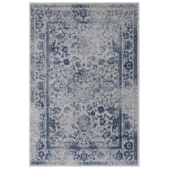 SAFAVIEH Adirondack Wyatt Traditional Distressed Area Rug, Grey/Navy, 6' x 9'