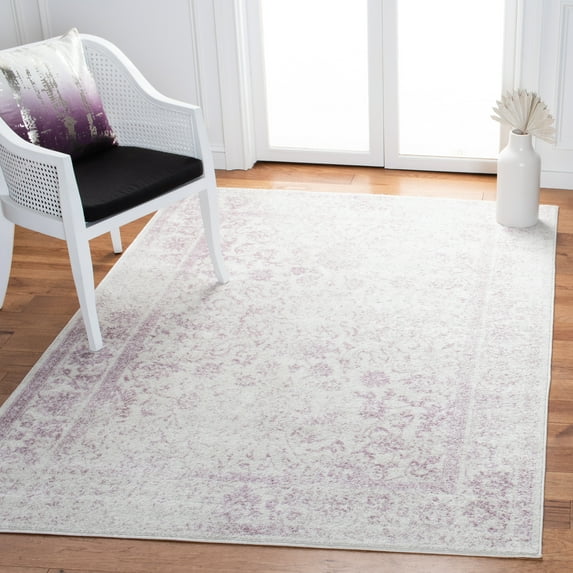 SAFAVIEH Adirondack Wyatt Traditional Distressed Area Rug, Ivory/Lavender, 5'1" x 7'6" - Transitional Modern Design, Ivory & Lavander, Ideal for Living Room, Bedroom, Dining Space