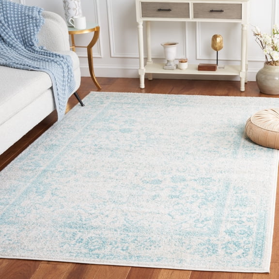 SAFAVIEH Adirondack Wyatt Traditional Distressed Area Rug, Ivory/Light Blue, 6' x 9' - Transitional Modern Design, Ivory & Light Blue, Ideal for Living Room, Bedroom, Dining Space