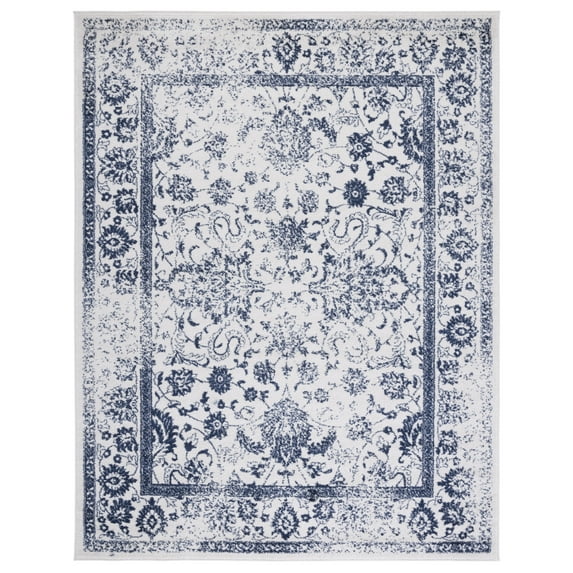 SAFAVIEH Adirondack Wyatt Traditional Distressed Area Rug, Ivory/Navy, 10' x 14'