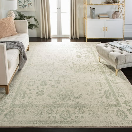 Safavieh Adirondack Wyatt Traditional Distressed Area Rug, Ivory/Sage, 10' x 10' Square