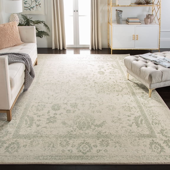 Safavieh Adirondack Rug Collection Oriental Power Loomed Off-White Distressed Area Rugs, 10' x 10' Square, Stain Resistant (1 Count)