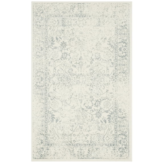 SAFAVIEH Adirondack Wyatt Traditional Distressed Area Rug, Ivory/Slate, 3' x 5'