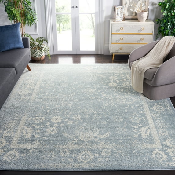 SAFAVIEH Adirondack Wyatt Traditional Distressed Area Rug, Slate/Ivory, 10' x 14' - X-Large - Transitional Modern Design, Slate & Ivory, Ideal for Living Room, Bedroom, Dining Space