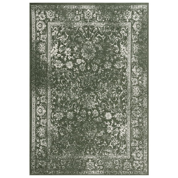 SAFAVIEH Adirondack Wyatt Traditional Distressed Area Rug, Dark Green/Ivory, 2'6" x 4'