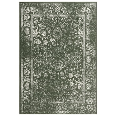 SAFAVIEH Adirondack Wyatt Traditional Distressed Area Rug, Dark Green/Ivory, 2' x 3'