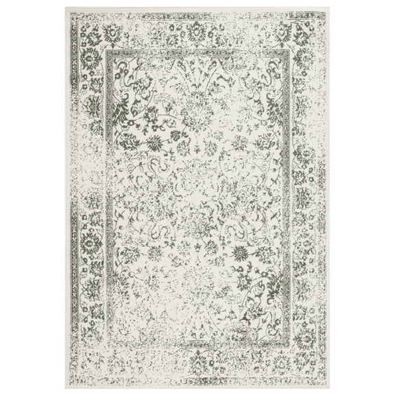 SAFAVIEH Adirondack Wyatt Traditional Distressed Area Rug, Ivory/Dark Green, 2' x 3'