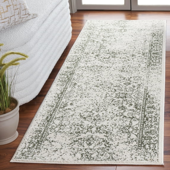 SAFAVIEH Adirondack Wyatt Traditional Distressed Runner Rug, Ivory/Dark Green, 2'6" x 6' - Transitional Modern Design, Ivory & Dark Green, Ideal for Living Room, Bedroom, Dining Space, Entryway, Hall