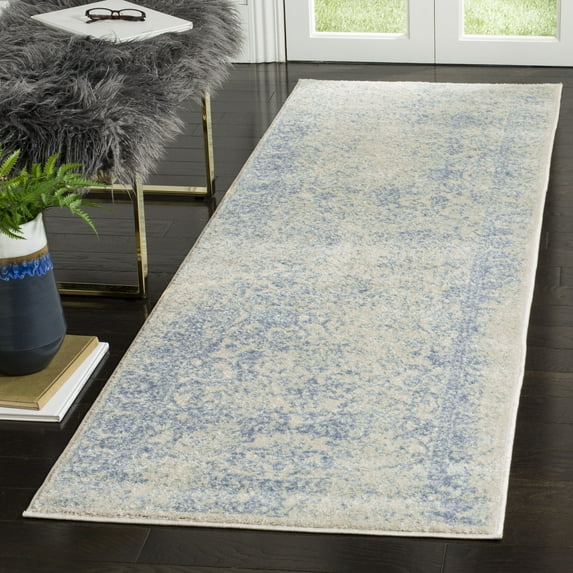 SAFAVIEH Adirondack Wyatt Traditional Distressed Runner Rug, Ivory/Light Blue, 2'6" x 22' - Transitional Modern Design, Ivory & Light Blue, Ideal for Living Room, Bedroom, Dining Space