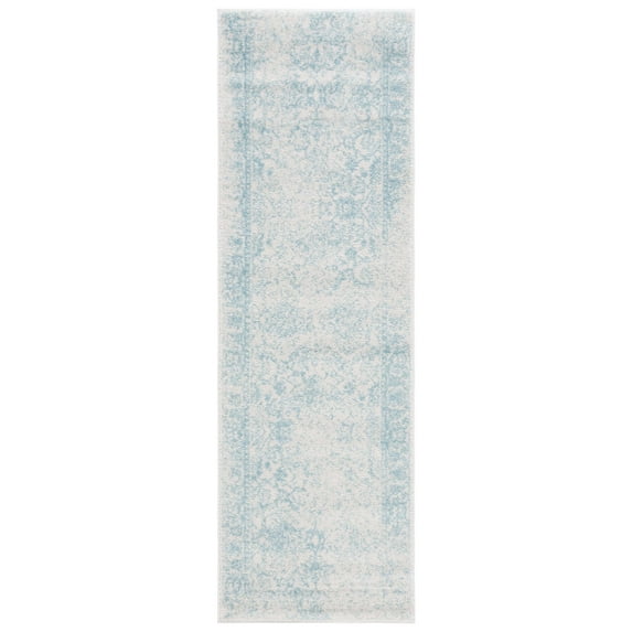 SAFAVIEH Adirondack Wyatt Traditional Distressed Runner Rug, Ivory/Light Blue, 2'6" x 22'